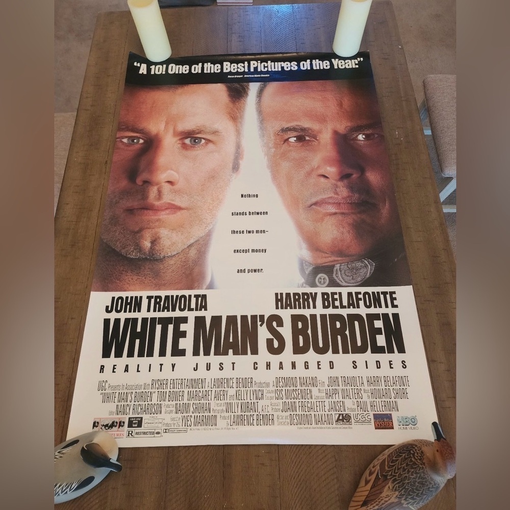Vtg White Man's Burden Movie Poster 27x40 John Travolta Harry Belafonte